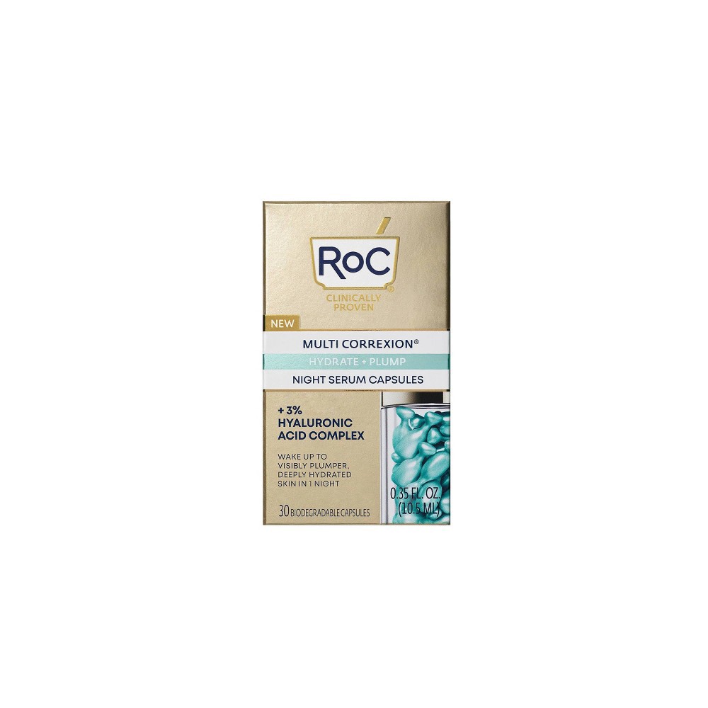 slide 4 of 16, RoC Multi Correxion Hydrate + Plump Night Serum Capsules with Hyaluronic Acid - 30ct, 30 ct