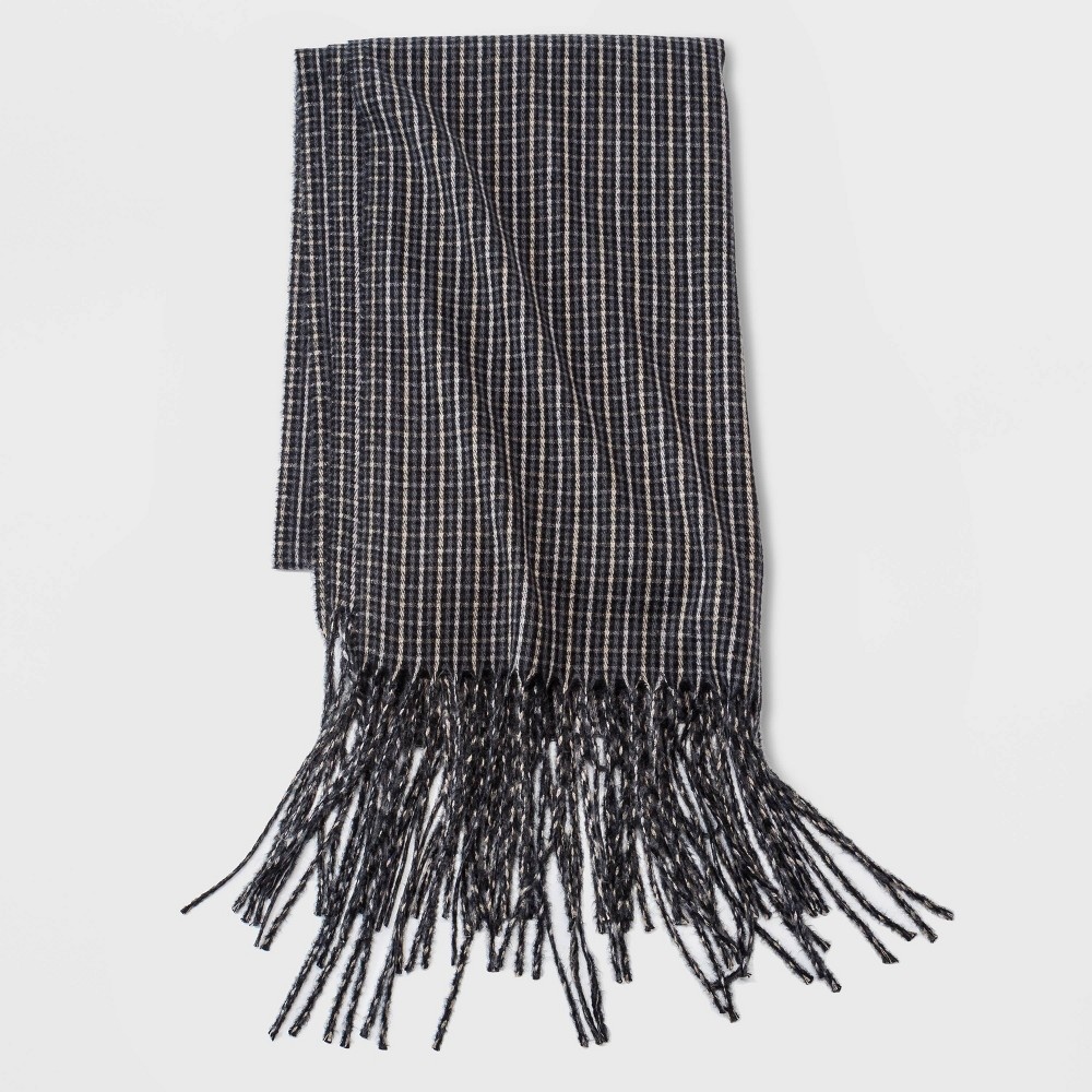 slide 2 of 2, Women's Plaid Blanket Scarf - A New Day Black, 1 ct
