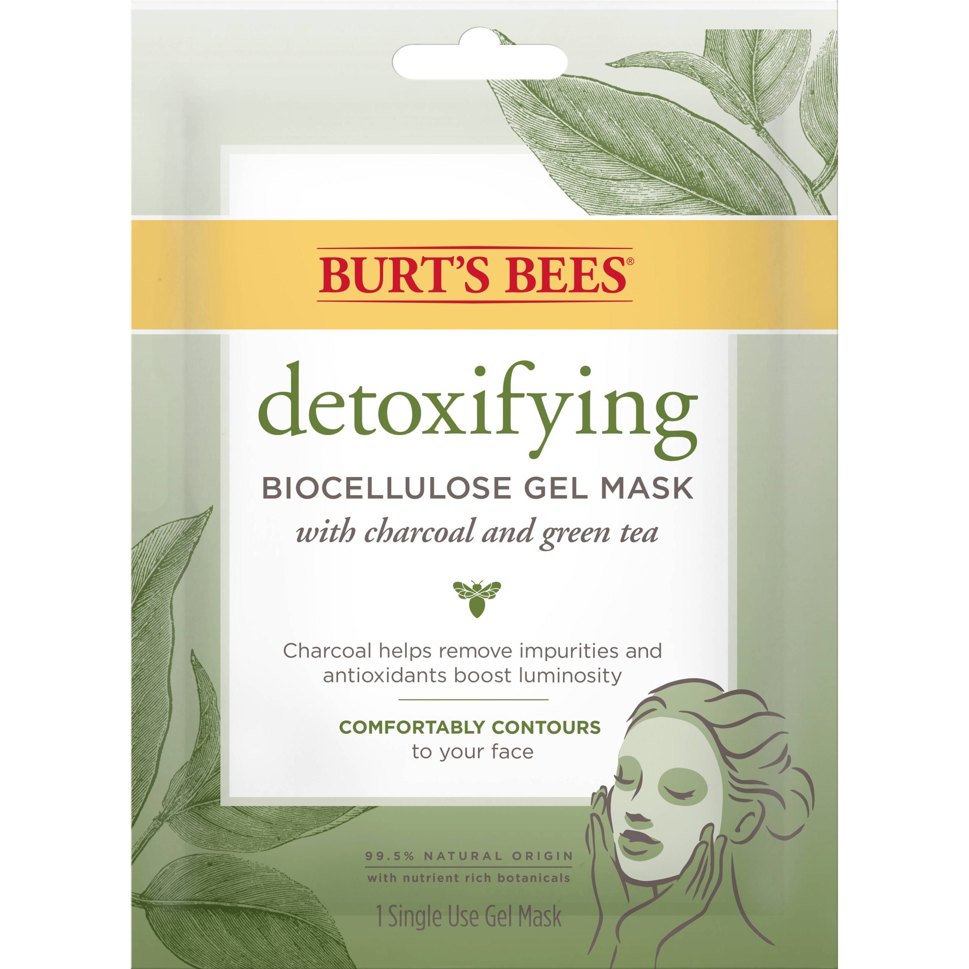 slide 1 of 3, Burt's Bees Detoxifying Green Tea Biocellulose Mask - 1pc, 1 ct