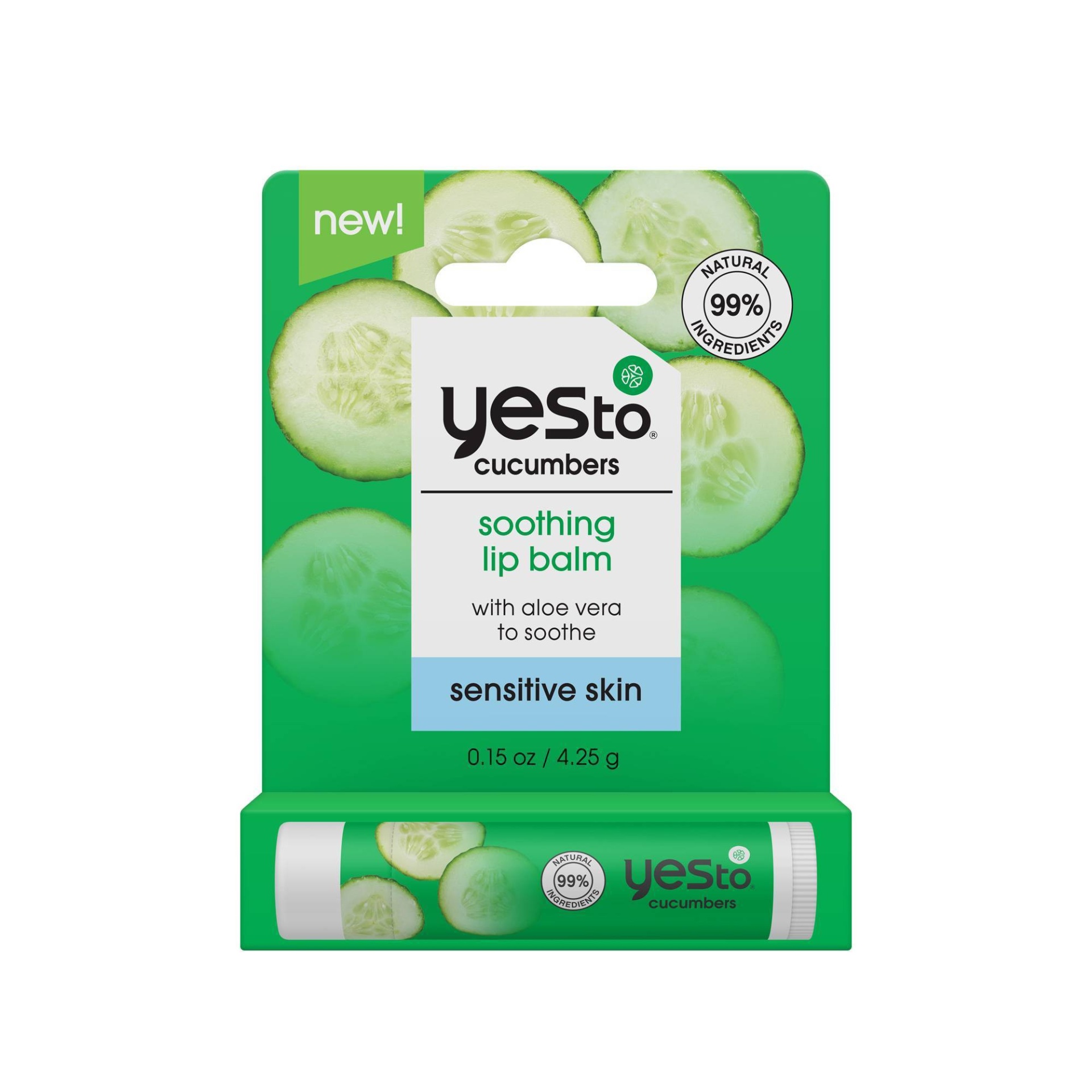 slide 1 of 4, Yes To Cucumbers Soothing Lip Balm, 0.15 oz
