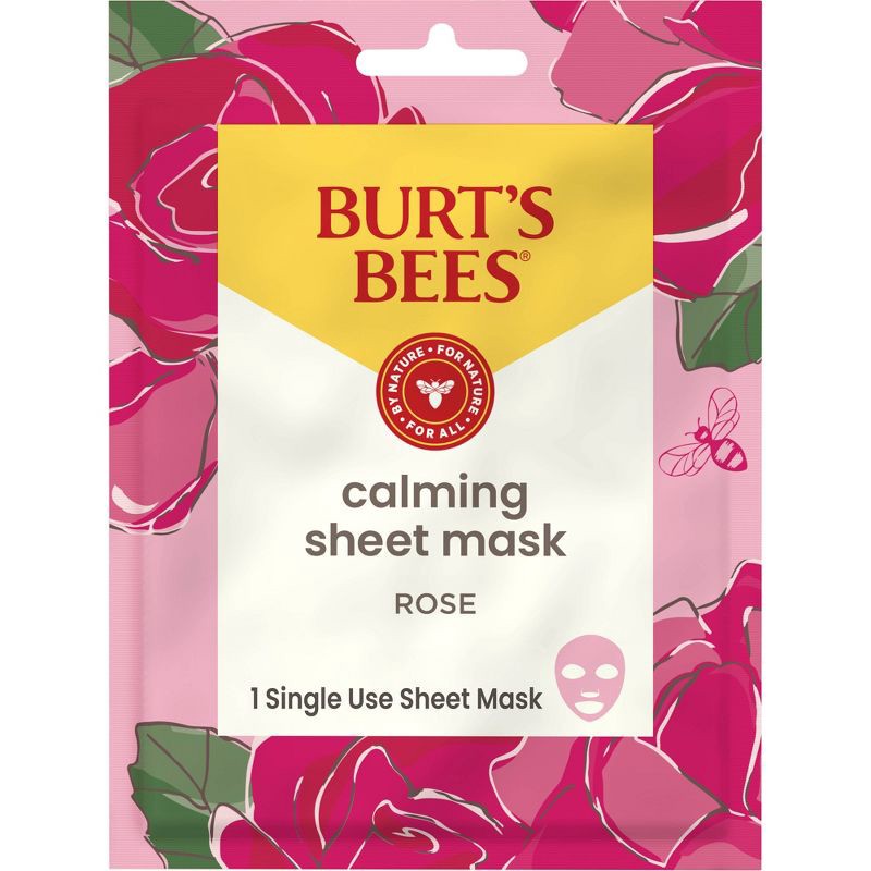 slide 1 of 4, Burt's Bees Calming Face Sheet Mask - Rose: Paraben-Free, Sulfate-Free, Phthalate-Free, Formaldehyde-Free, 1 ct