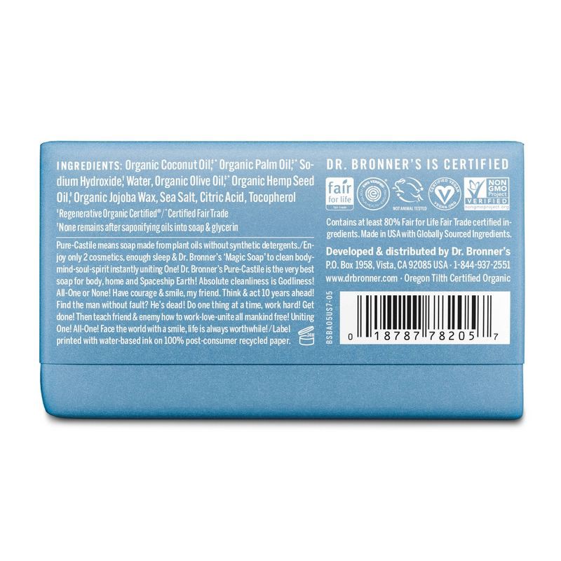 slide 2 of 6, Dr. Bronner's All-One Pure-Castile Magic Bar Soap - Unscented - 5oz, 5 oz