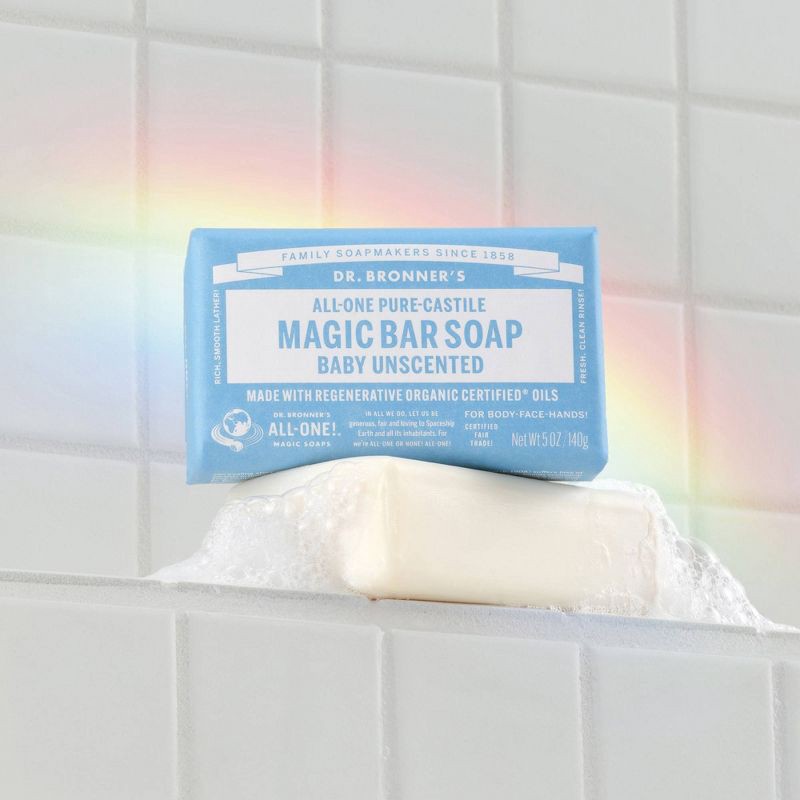 slide 3 of 6, Dr. Bronner's All-One Pure-Castile Magic Bar Soap - Unscented - 5oz, 5 oz