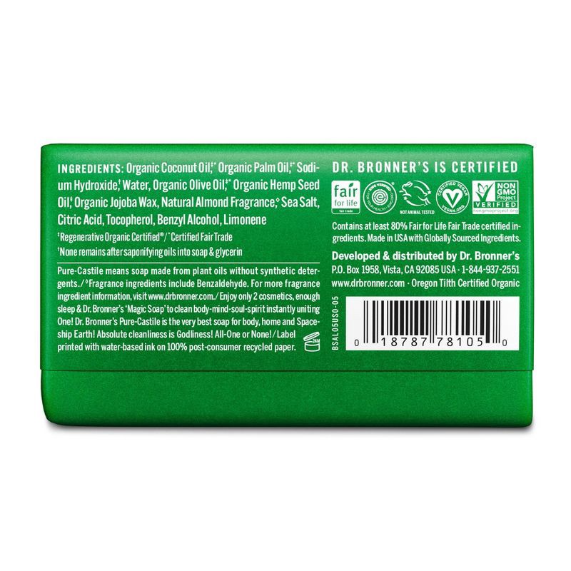 slide 2 of 7, Dr. Bronner's All-One Pure-Castile Magic Bar Soap - Almond - 5oz, 5 oz