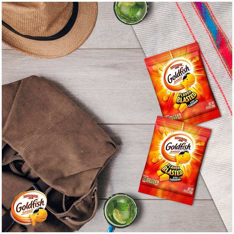 slide 3 of 8, Goldfish Flavor Blasted Crackers Xtra Cheddar Snack Packs - 10.8oz/12ct, 10.8 oz, 12 ct