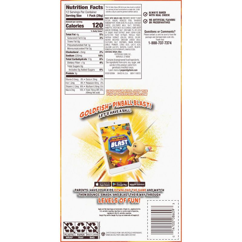 slide 5 of 8, Goldfish Flavor Blasted Crackers Xtra Cheddar Snack Packs - 10.8oz/12ct, 10.8 oz, 12 ct