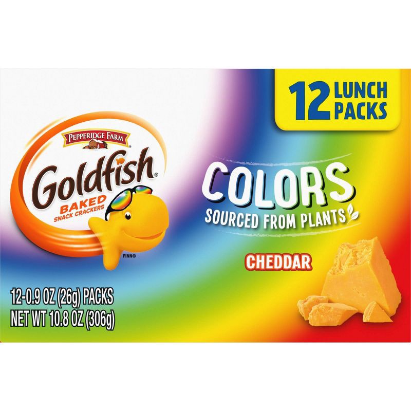 slide 8 of 13, Goldfish Colors Cheddar Crackers Snack Pack - 10.8oz/12ct, 10.8 oz, 12 ct