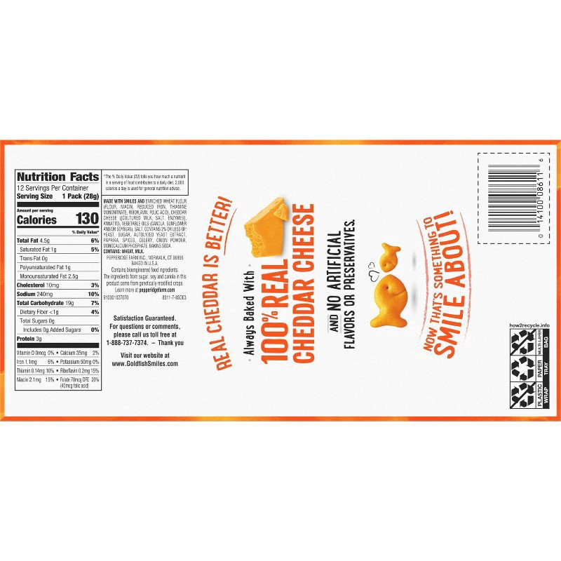 slide 6 of 9, Goldfish Cheddar Crackers Snack Packs - 1oz/12ct, 12 ct; 1 oz
