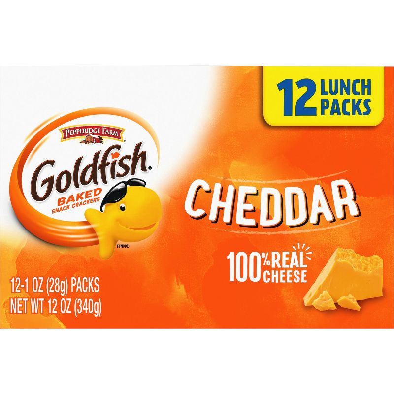 slide 7 of 9, Goldfish Cheddar Crackers Snack Packs - 1oz/12ct, 12 ct; 1 oz