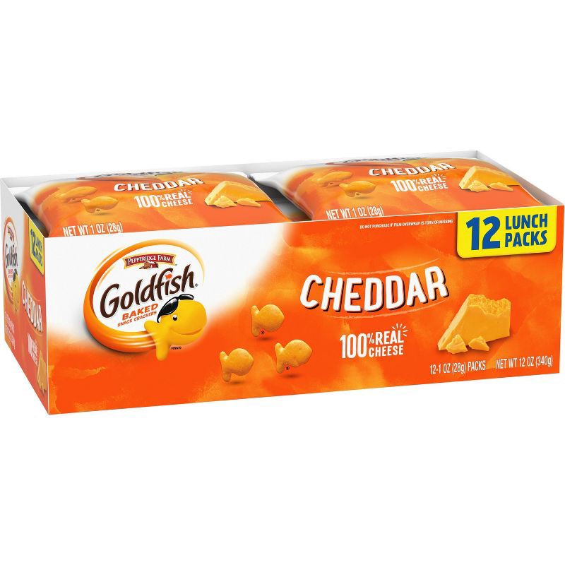 slide 8 of 9, Goldfish Cheddar Crackers Snack Packs - 1oz/12ct, 12 ct; 1 oz