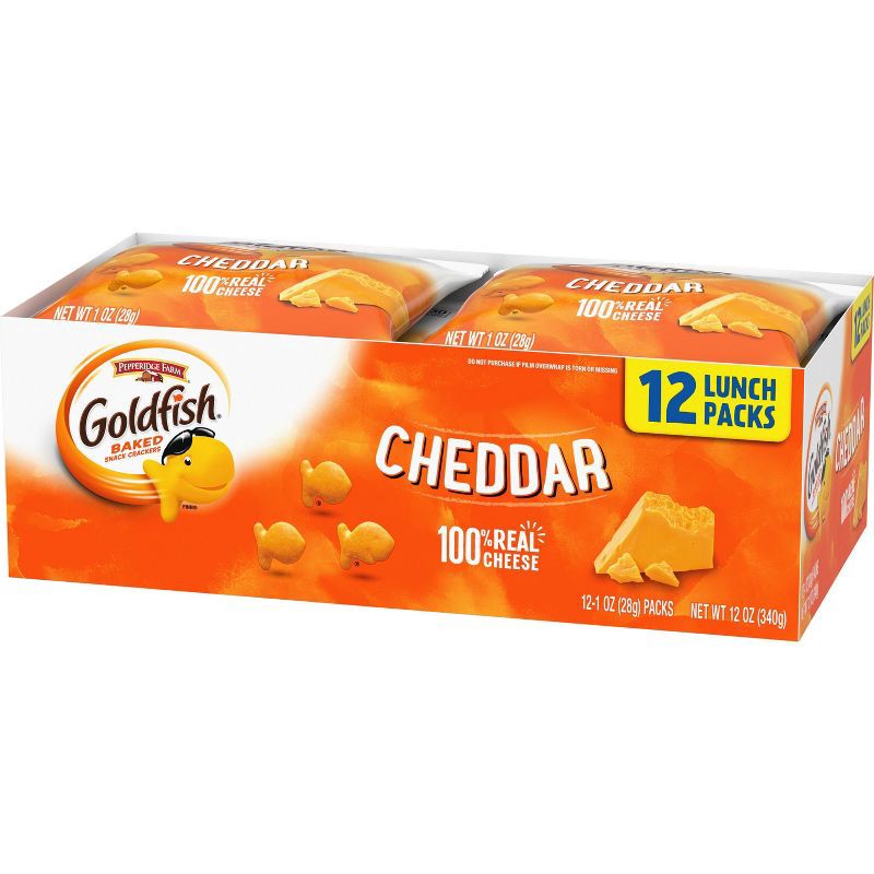 slide 9 of 9, Goldfish Cheddar Crackers Snack Packs - 1oz/12ct, 12 ct; 1 oz