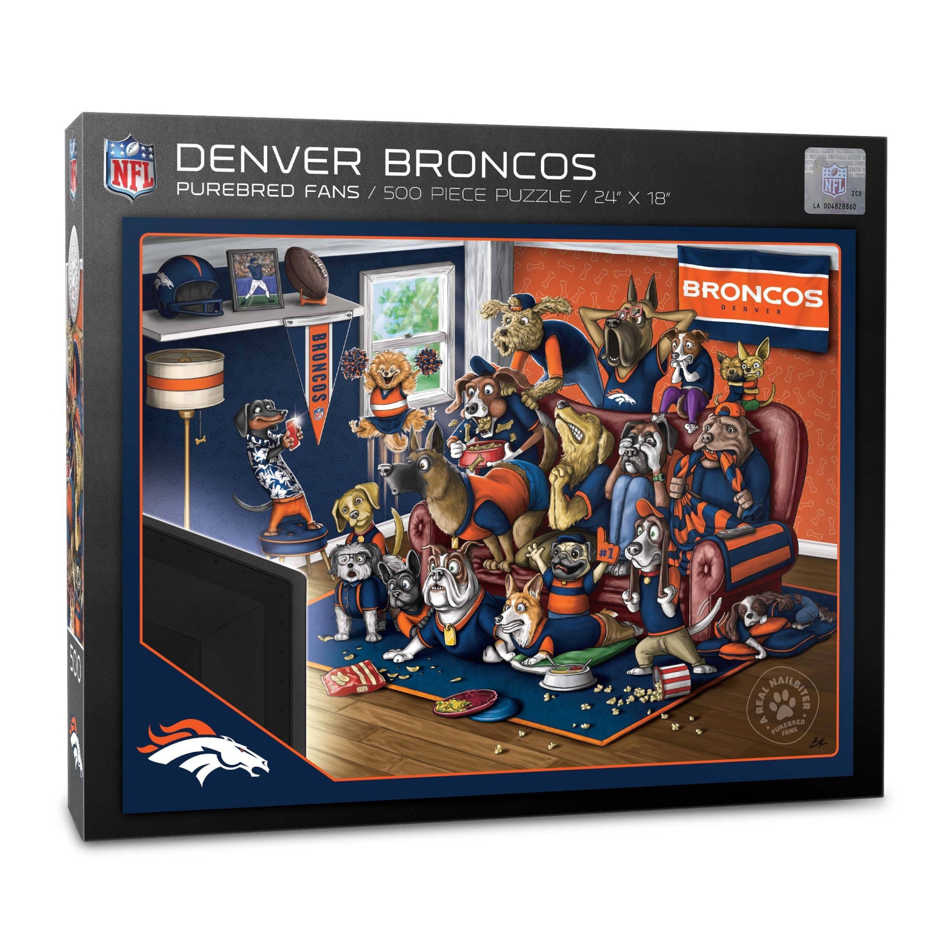 slide 1 of 3, NFL Denver Broncos Purebred Puzzle, 500 ct