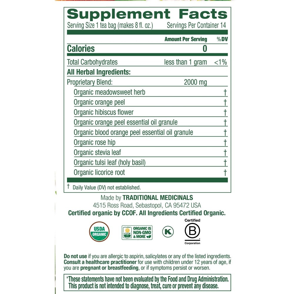 slide 4 of 6, Blood Orange Citrus Traditional Medicinals Tea Bags - 14ct, 14 ct
