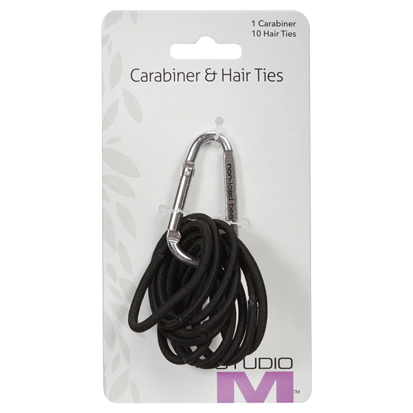 slide 1 of 1, Studio M Carabiner & Hair Ties, 10 pc