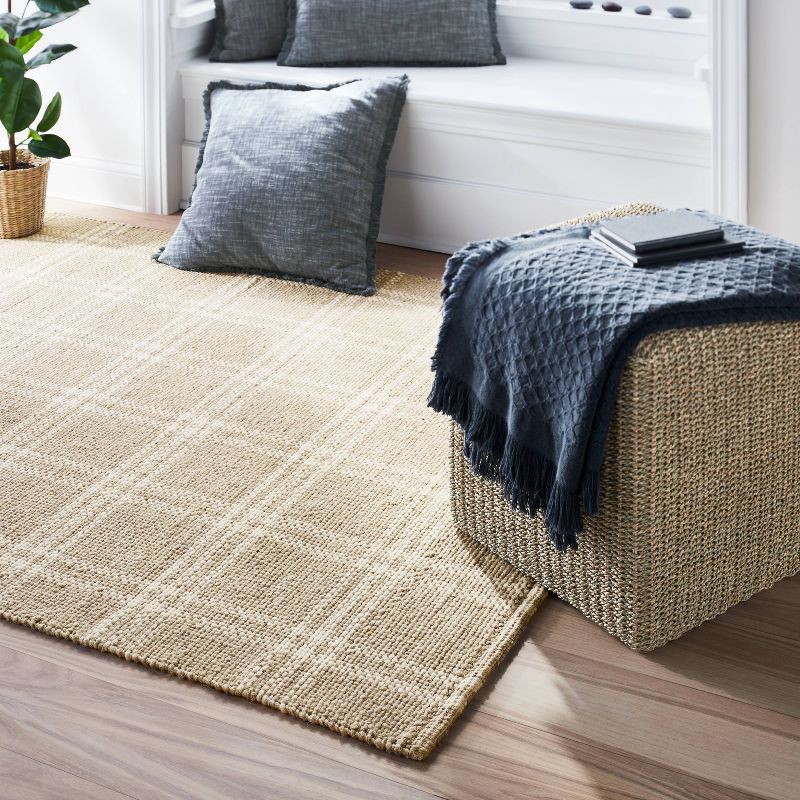 slide 2 of 6, Threshold designed w/Studio McGee 5'x7' Cottonwood Handwoven Plaid Wool/Cotton Area Rug Neutral - Threshold™ designed with Studio McGee: 5x7 Cream Flat Pile Rug, 1 ct
