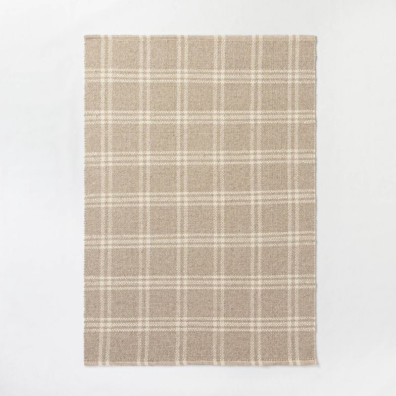 slide 1 of 6, Threshold designed w/Studio McGee 5'x7' Cottonwood Handwoven Plaid Wool/Cotton Area Rug Neutral - Threshold™ designed with Studio McGee: 5x7 Cream Flat Pile Rug, 1 ct