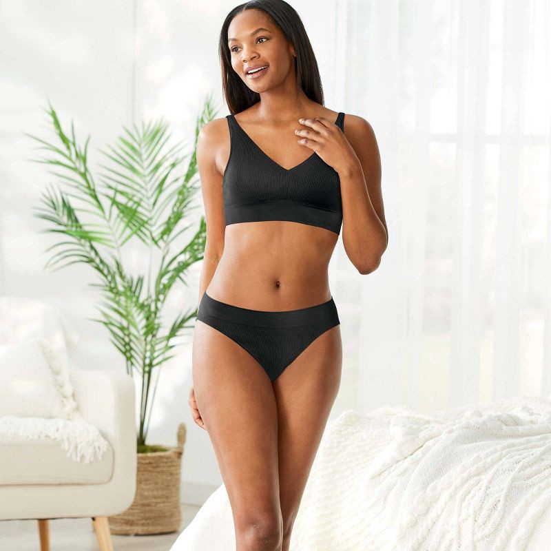 slide 3 of 3, Jockey Generation™ Women's Seamfree® Light Support Rib Bralette - Black L, 1 ct