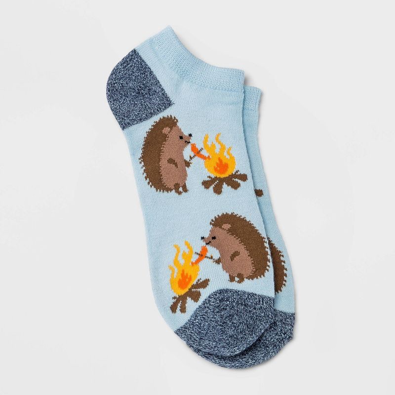 slide 1 of 2, Women's Camping Hedgehogs Low Cut Socks - Light Blue 4-10: Funny Knit Tagless Design, 1 ct