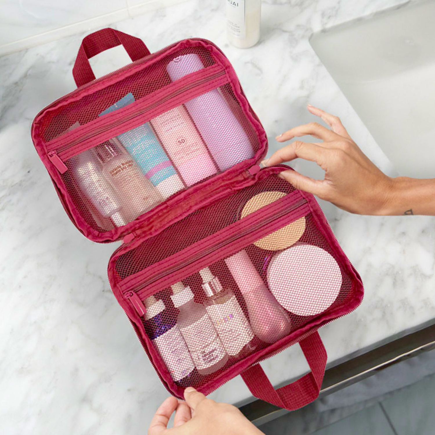 slide 3 of 3, MYTAGALONGS Mine, Clear Toiletry Bag, 9 In X 7 In X 3 In, Multi, 1 ct