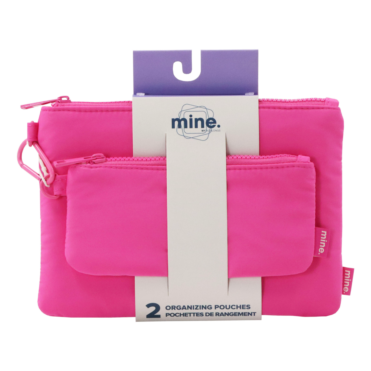 slide 4 of 4, MYTAGALONGS Mine, Set of Two Organizing Pouches, 9.5 in x 6.75 in x 0.5 in, Hot Pink, 1 ct