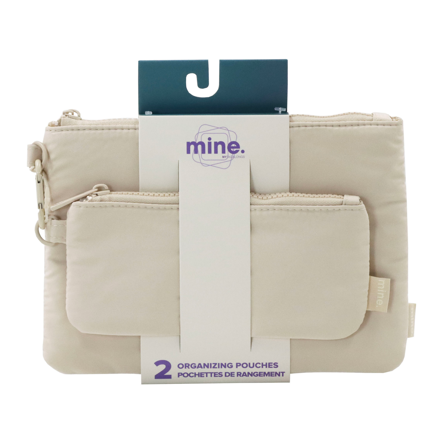 slide 4 of 4, MYTAGALONGS Mine, Set Of Two Organizing Pouches, 9.5 In X 6.75 In X 0.5 In, Cream, 1 ct