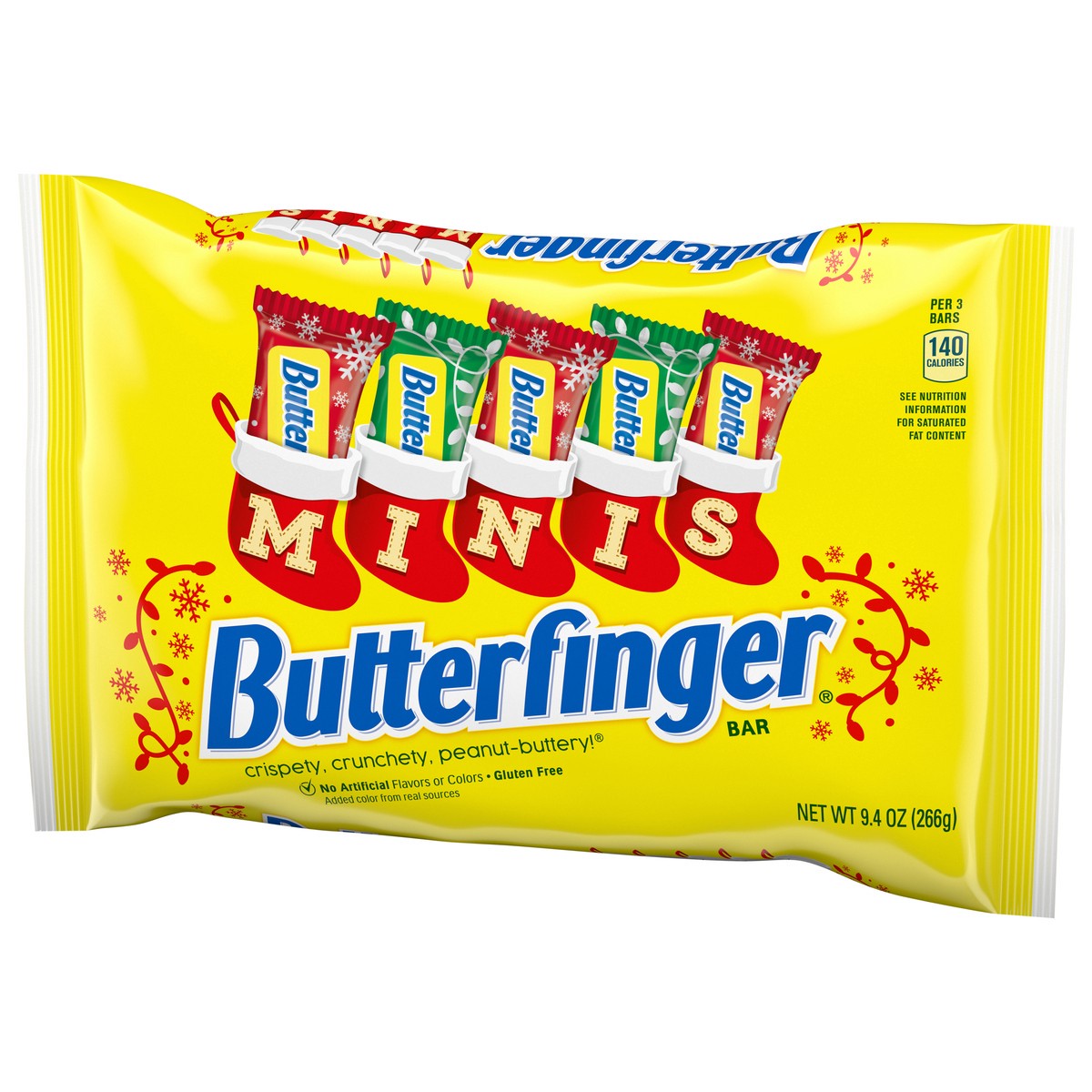 slide 4 of 9, Butterfinger Bar Christmas Minis Candy Bag, 9.4 oz