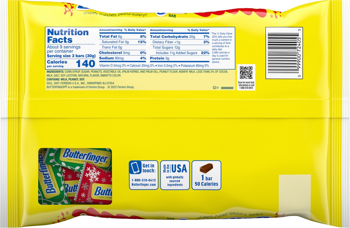 slide 6 of 9, Butterfinger Bar Christmas Minis Candy Bag, 9.4 oz