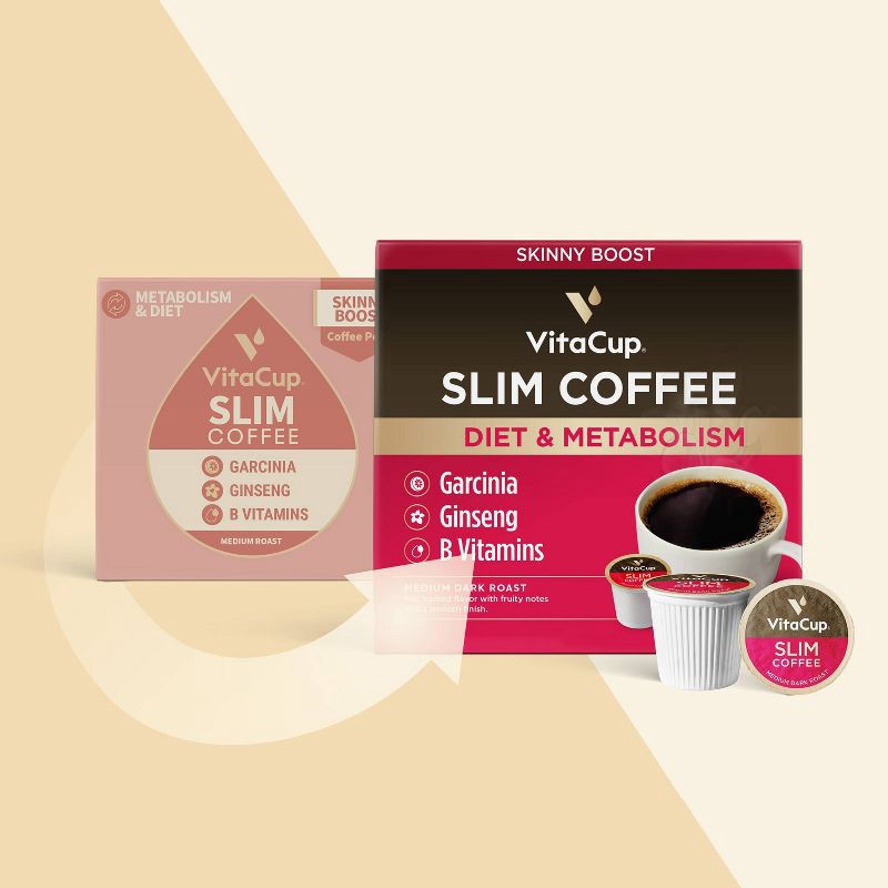 slide 4 of 4, VitaCup Slim Diet & Metabolism Medium Roast Coffee - Single Serve Pods - 18ct, 18 ct