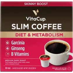 VitaCup Slim Diet & Metabolism Medium Roast Coffee - Single Serve Pods - 18ct