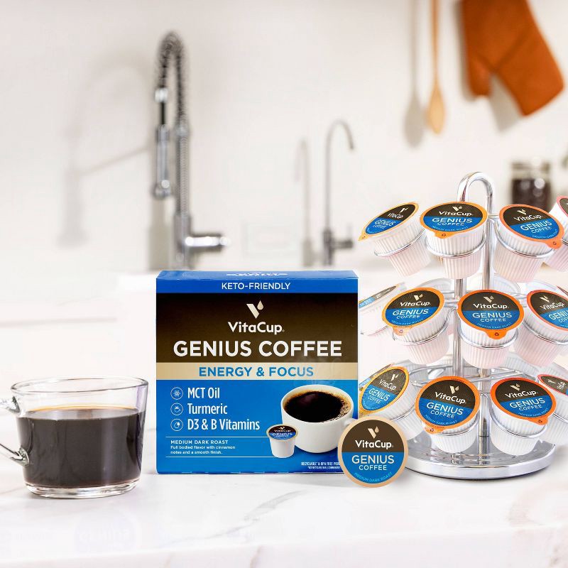 slide 3 of 4, VitaCup Genius Energy & Focus Medium Roast Coffee - Single Serve Pods - 18ct, 18 ct