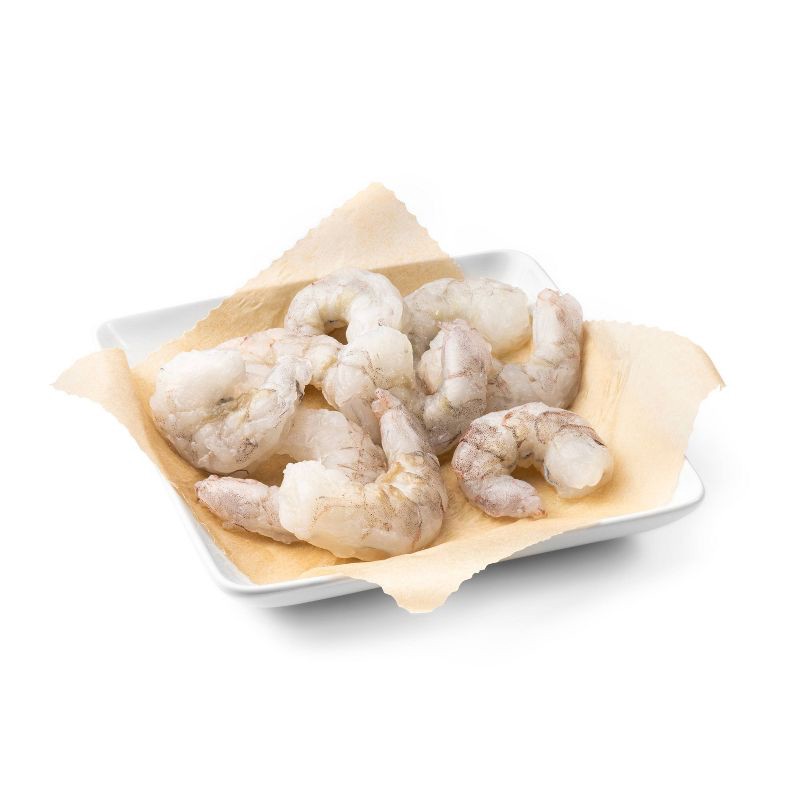 slide 3 of 5, 21/25 Raw, Peeled and Deveined, Tail-Off Shrimp - Frozen - 16oz - Good & Gather™, 16 oz