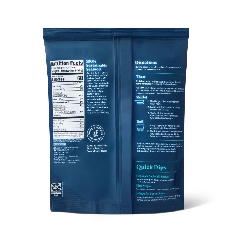 slide 2 of 5, 21/25 Raw, Peeled and Deveined, Tail-Off Shrimp - Frozen - 16oz - Good & Gather™, 16 oz