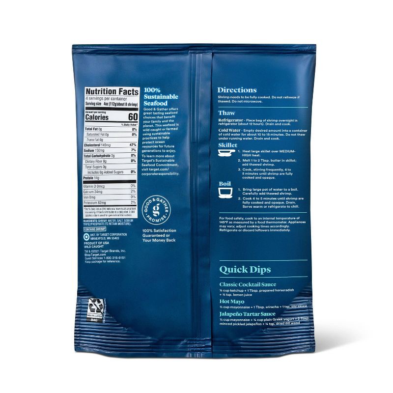 slide 2 of 4, 31/40 Wild Caught Large Raw Shrimp, Tail-Off, Peeled & Deveined - Frozen - 16oz - Good & Gather™, 16 oz