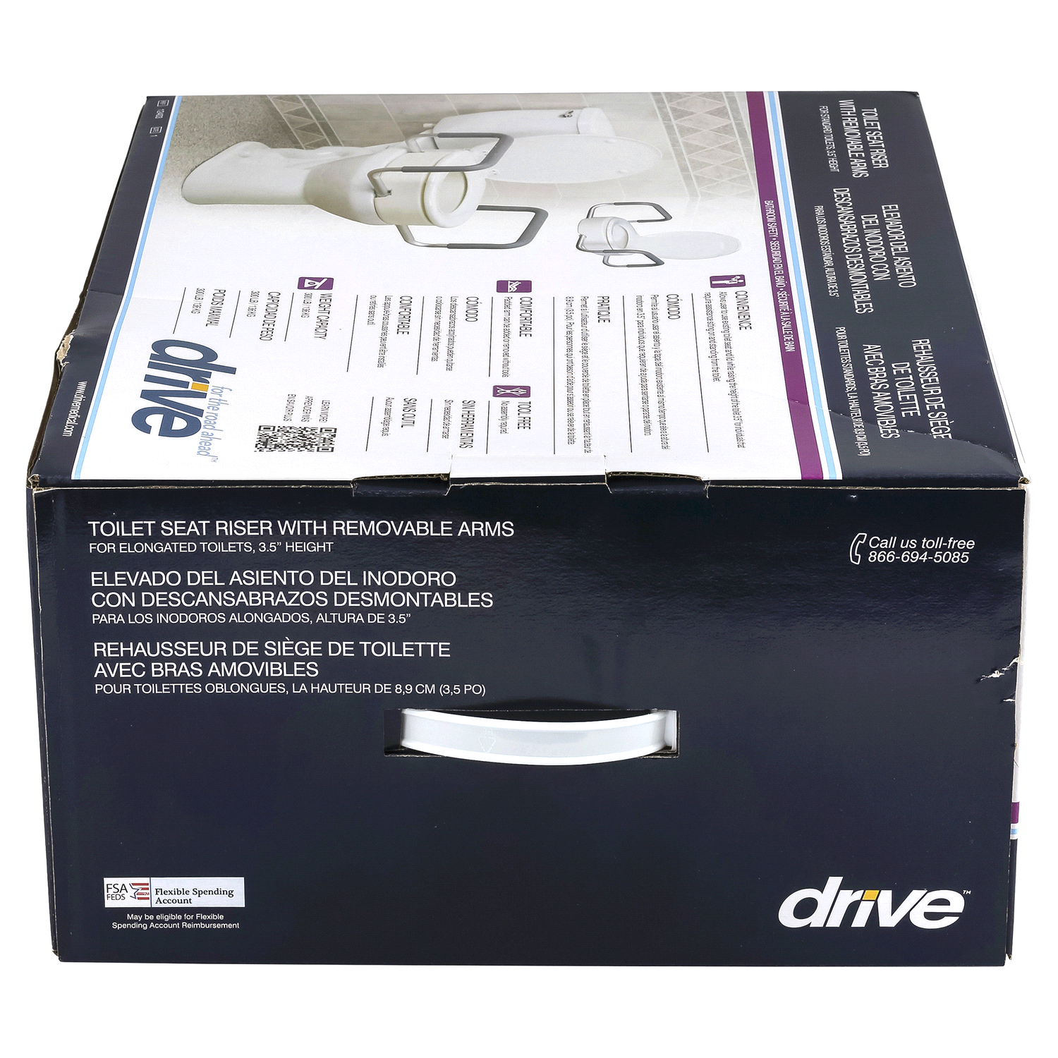 slide 4 of 4, Drive Toilet Seat Riser For Elongated Toilets, 3.5 in, 3.5 in