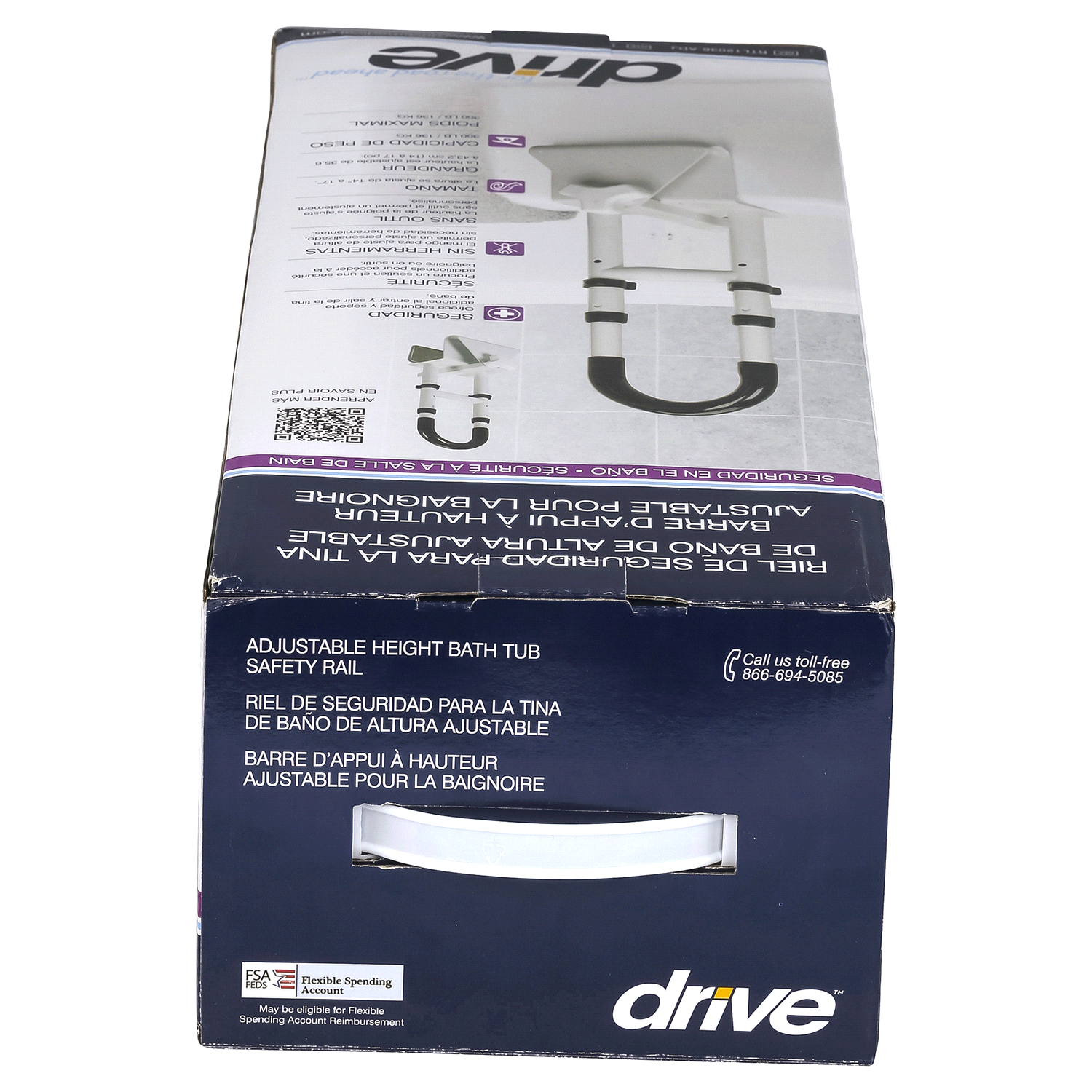 slide 3 of 3, Drive Bathroom Safety Adjustable Height Bathtub Safety Rail 1 ea, 1 ct