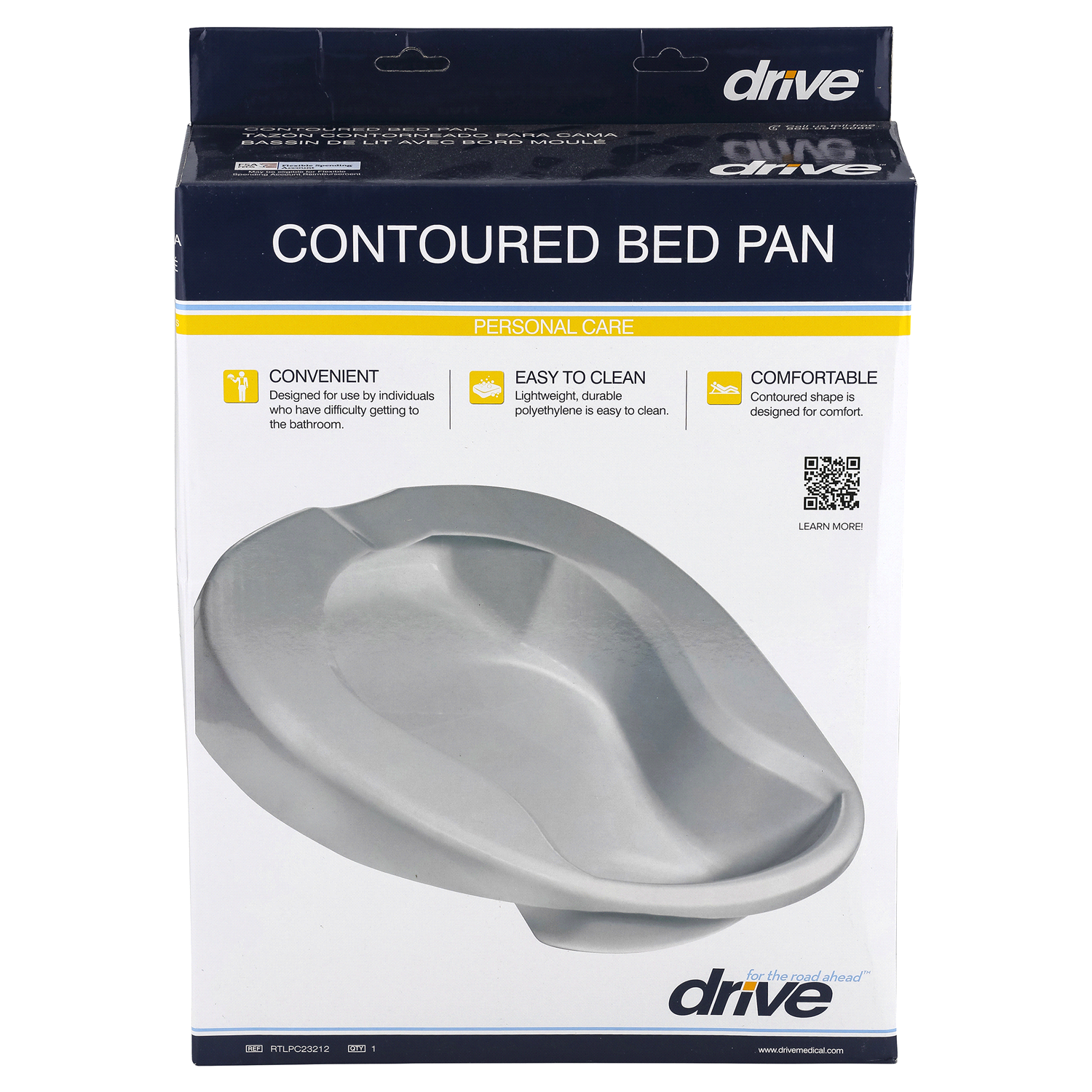 slide 1 of 4, Drive Personal Care Contoured Bed Pan 1 ea, 1 ct