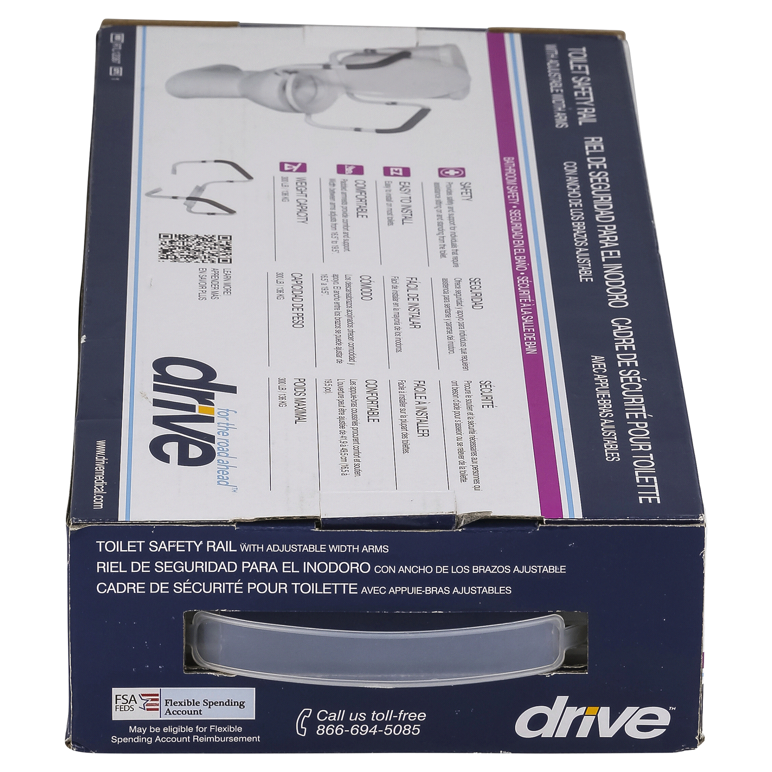 slide 4 of 4, Drive Toilet Safety Rail With Adjustable Width Arms, 1 ct