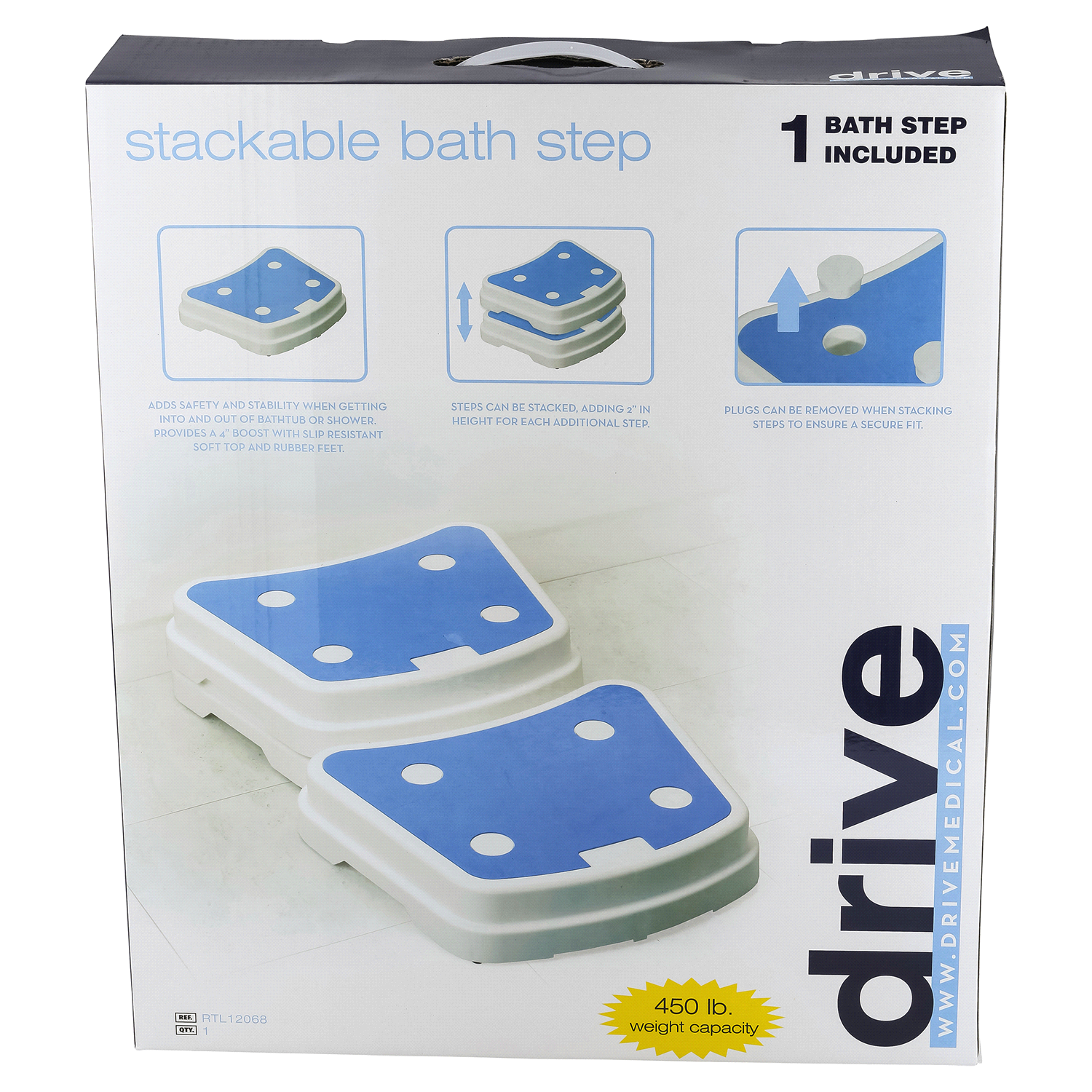 slide 1 of 3, Drive Medical Portable Bath Step, 1 ct