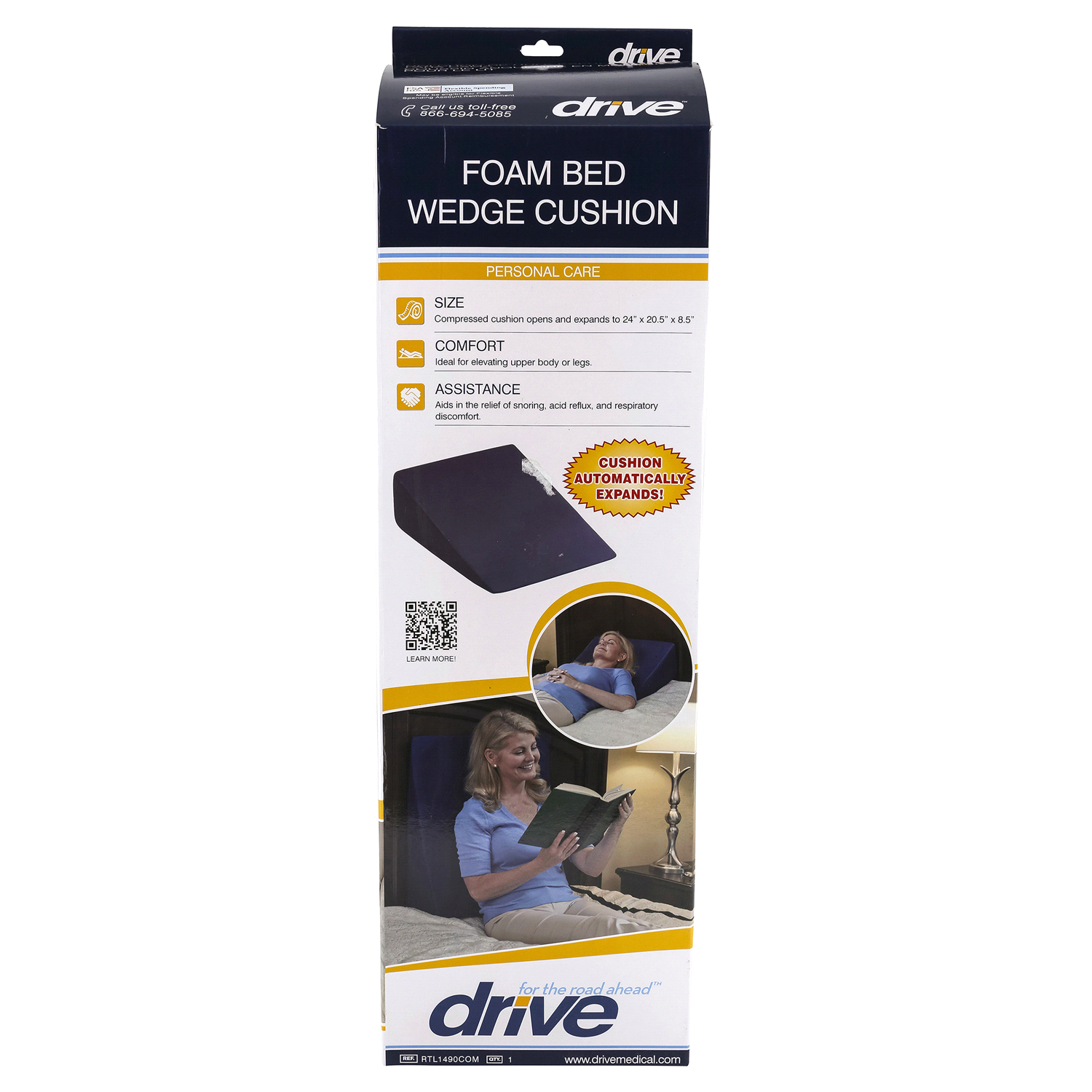 slide 1 of 3, Drive Medical Foam Bed Wedge Cushion, 1 ct