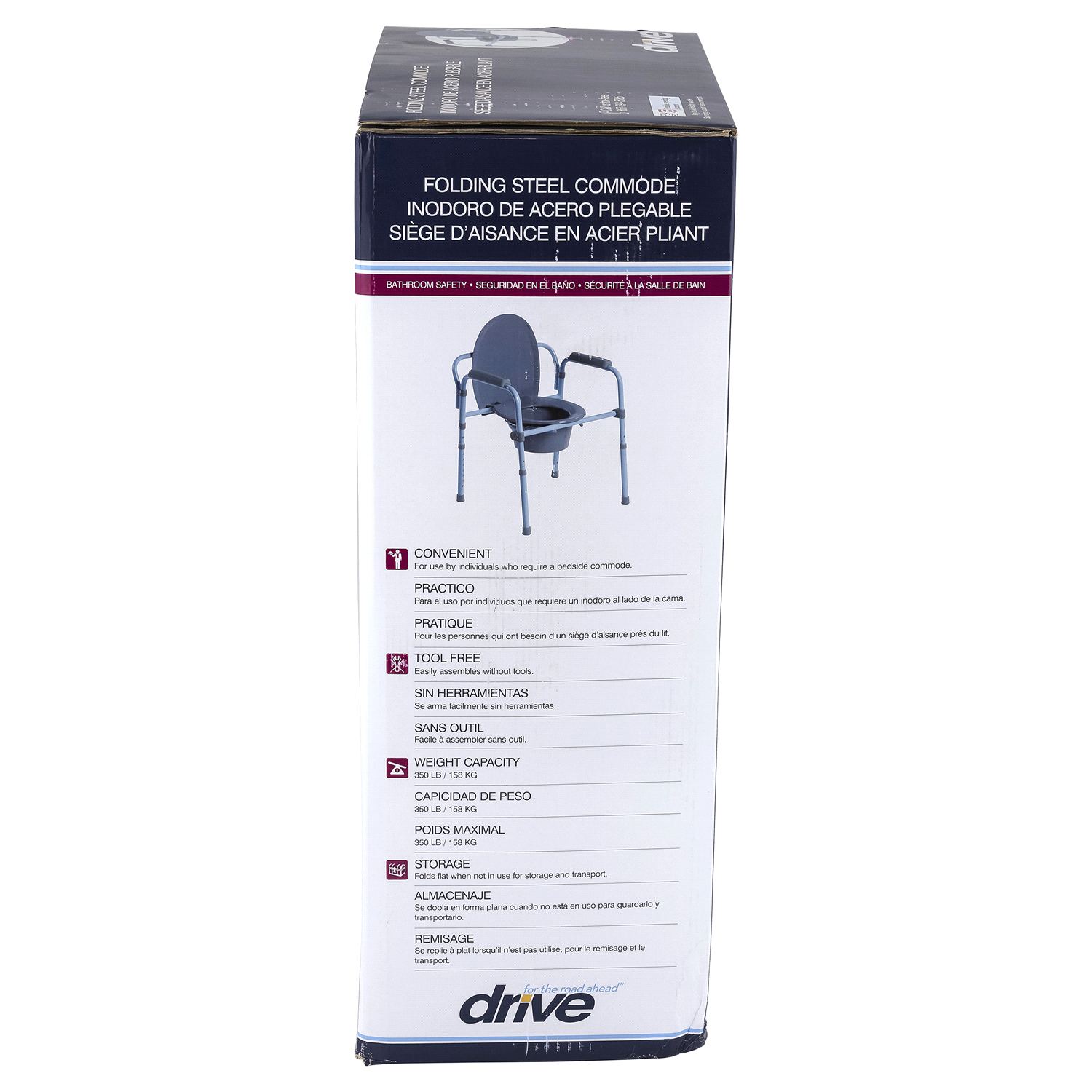 slide 2 of 4, Drive Medical Steel Folding Frame Commode, 1 ct