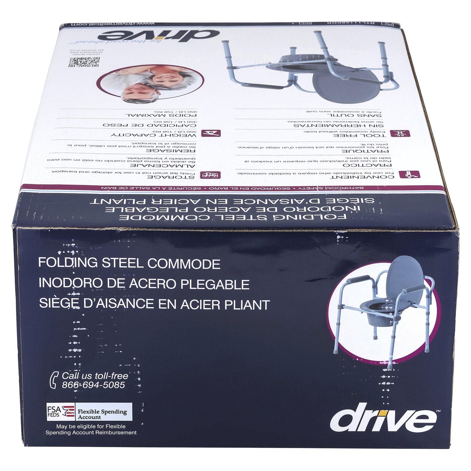 slide 4 of 4, Drive Medical Steel Folding Frame Commode, 1 ct