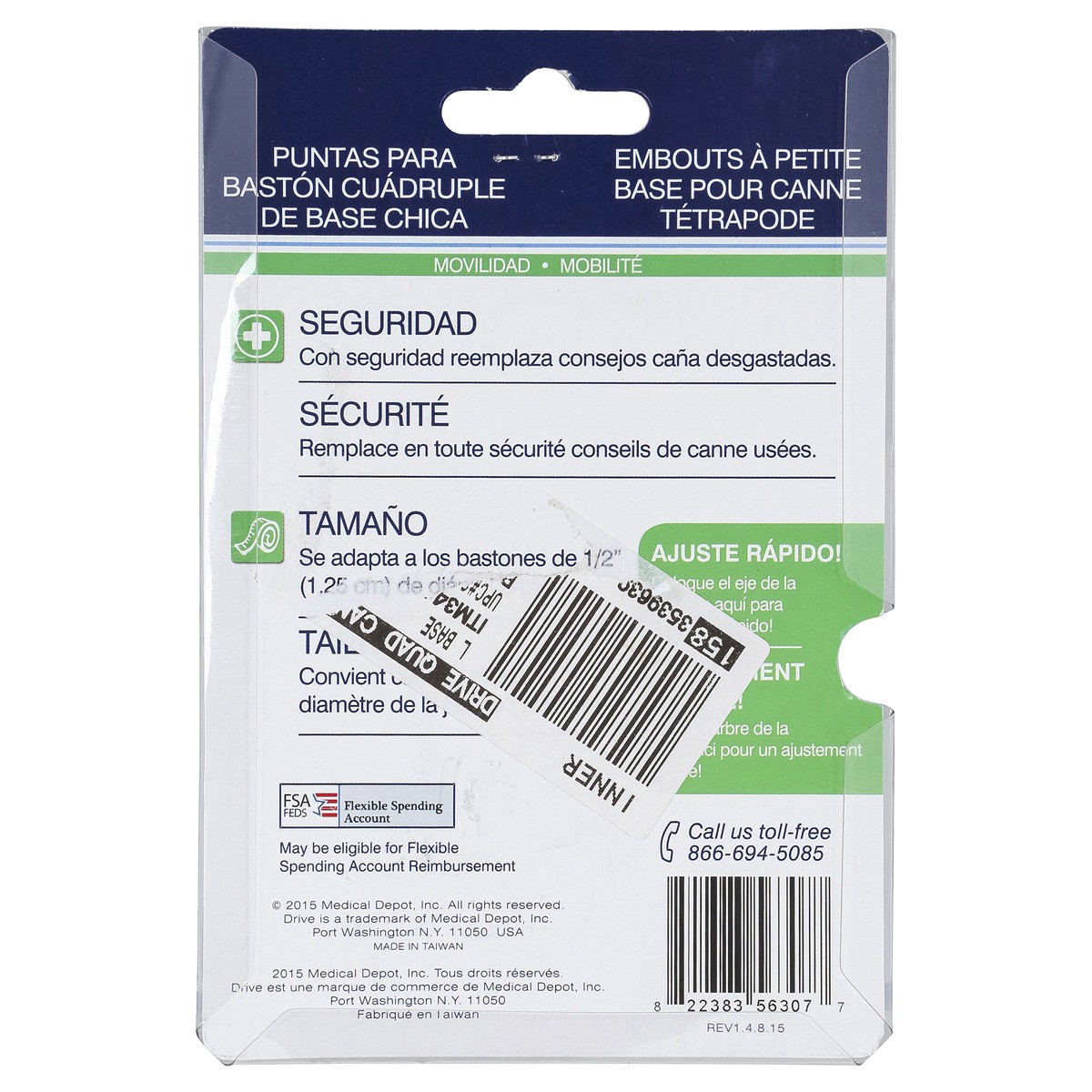 slide 2 of 2, Drive Mobility Small Base Quad Cane Tips 1 ea, 1 ct