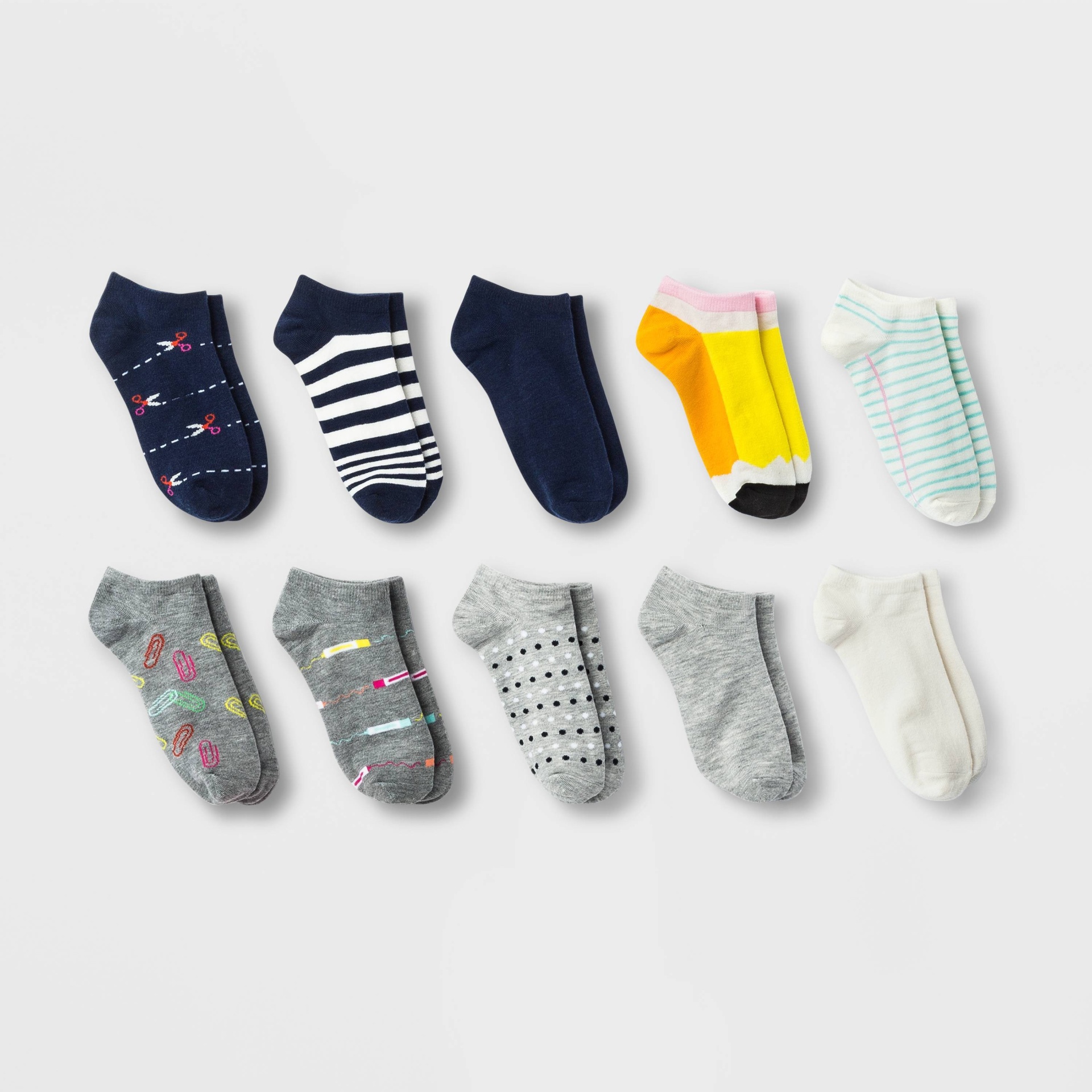 slide 1 of 2, Women's School Work 10pk Low Cut Socks - Xhilaration Assorted Colors 4-10, 10 ct