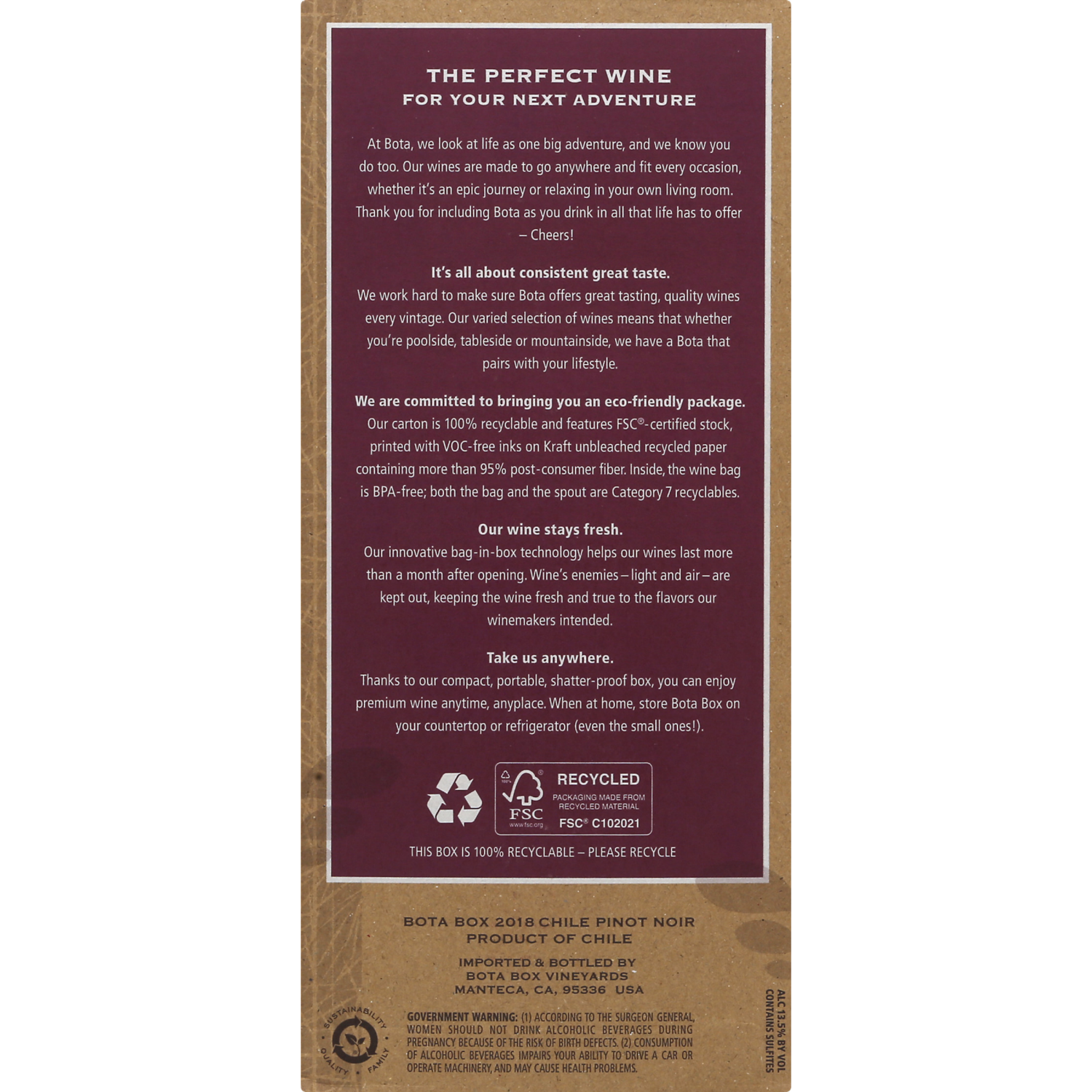 slide 2 of 3, Bota Box Pinot Noir Red Wine, 3 ct