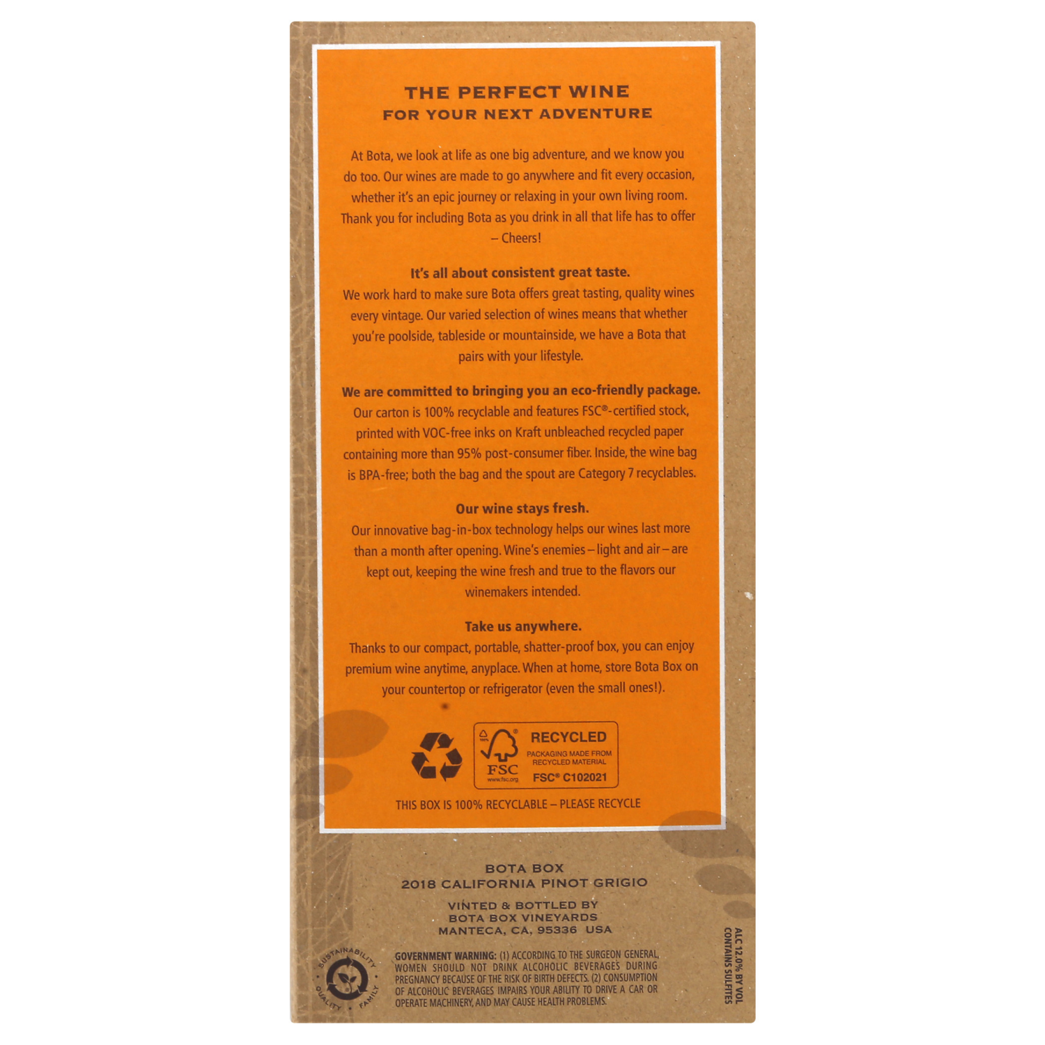 slide 4 of 7, Bota Box Pinot Grigio White Wine, 3 liter