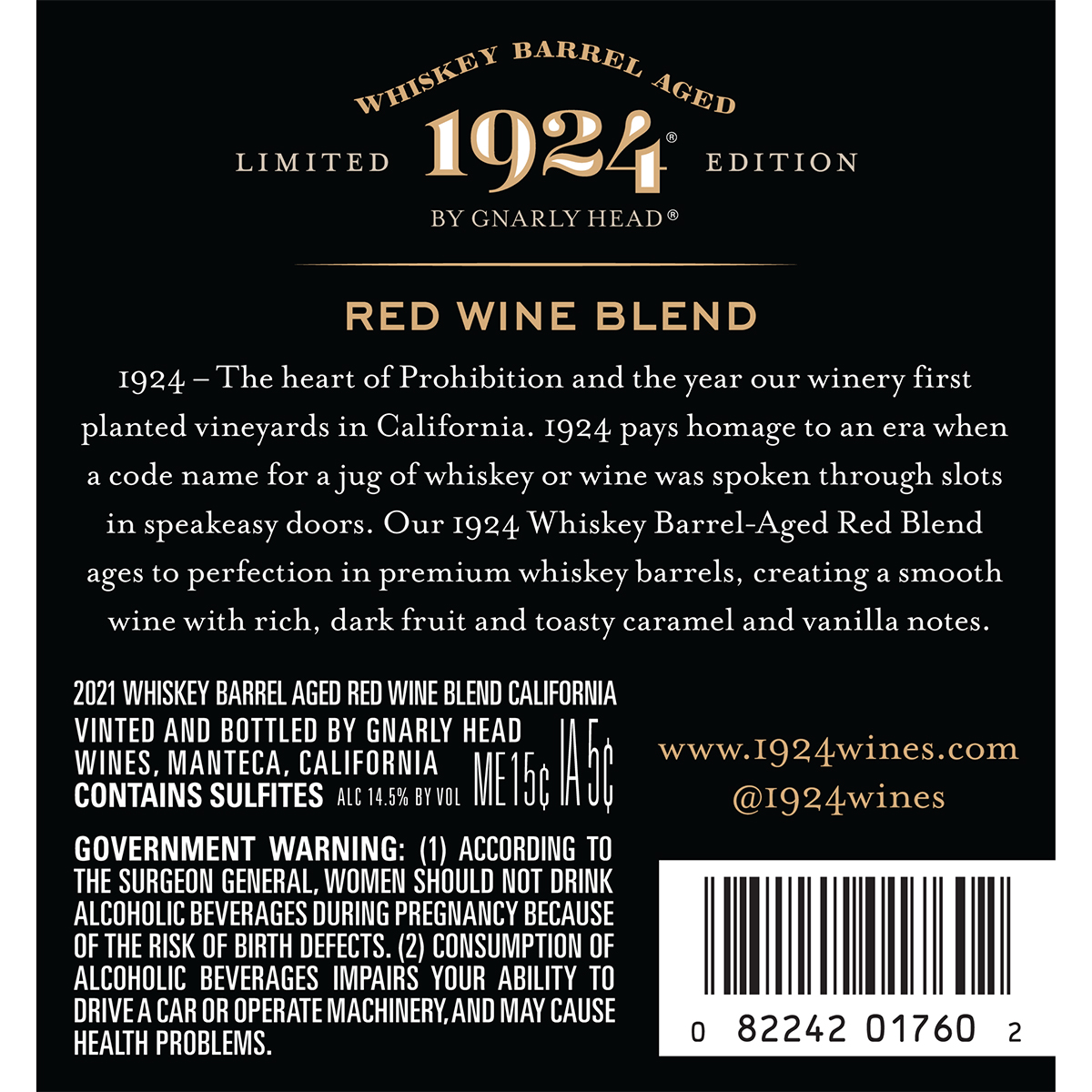 slide 2 of 2, 1924 Whiskey Barrel Aged Red Blend Wine, California, 750mL, 1 ct