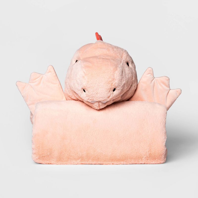 slide 3 of 3, Dinosaur Kids' Hooded Blanket Pink - Pillowfort™, 1 ct