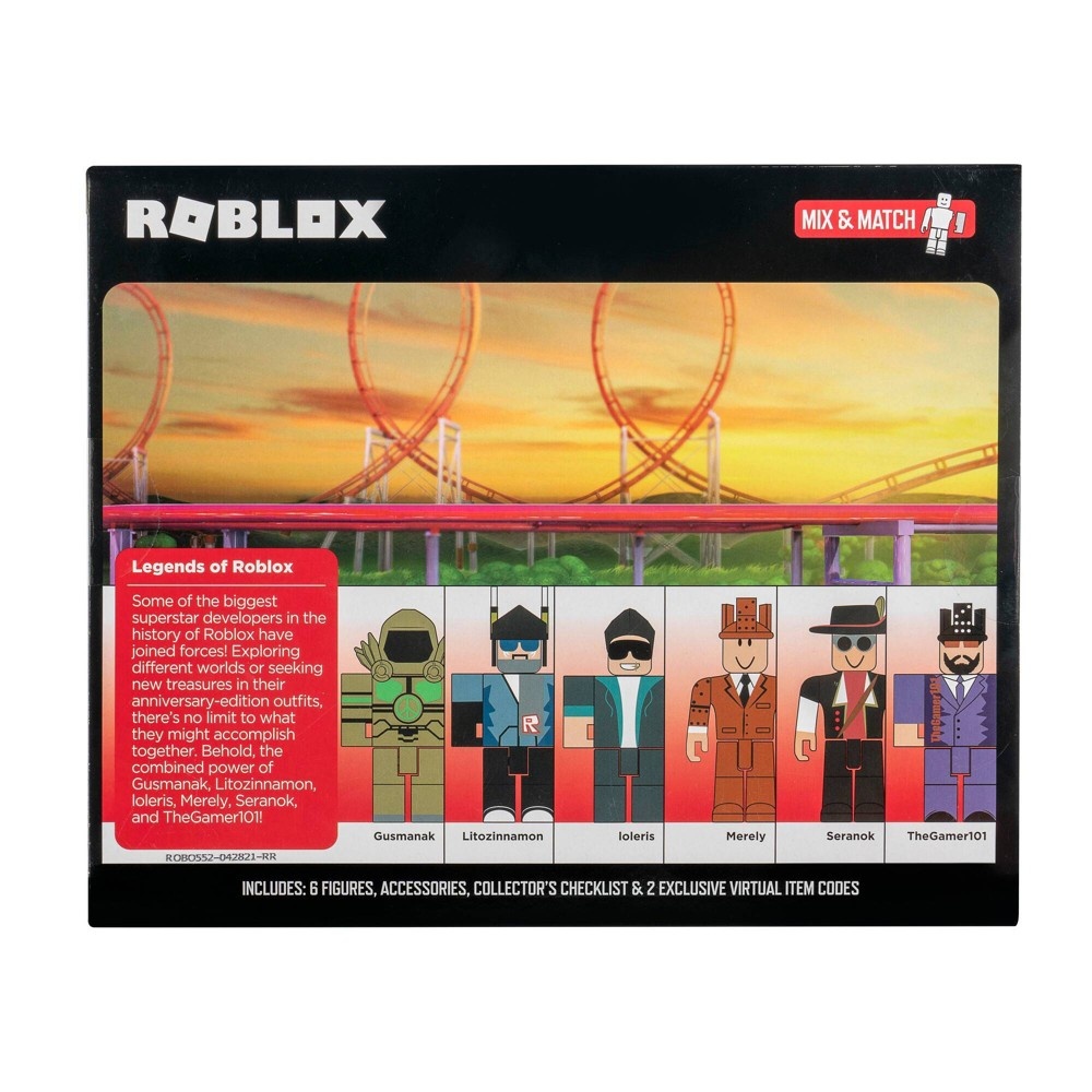 slide 3 of 4, Roblox Action Collection - 15th Anniversary Legends of Roblox Figures 6pk (Includes 2 Exclusive Virtual Items), 6 ct