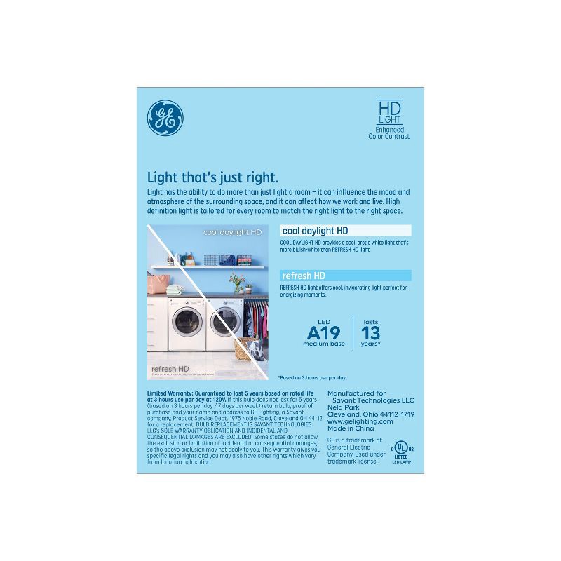 slide 3 of 7, GE Household Lighting GE 4pk 60W Refresh A19 LED Light Bulbs Cool Daylight, 4 ct