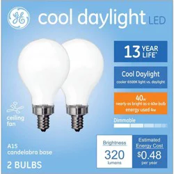 GE Household Lighting GE 2pk 40W A15 LED Ceiling Fan Light Bulbs Clear Daylight Cool